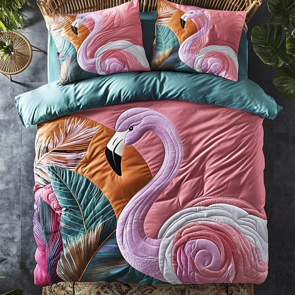 Flamingo Tropical Sunset WU1802048CL Duvet Cover Set