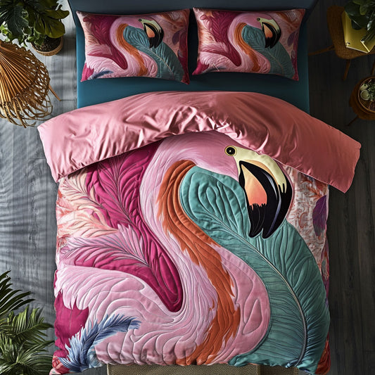 Flamingo Tropical Sunset WU1802049CL Duvet Cover Set