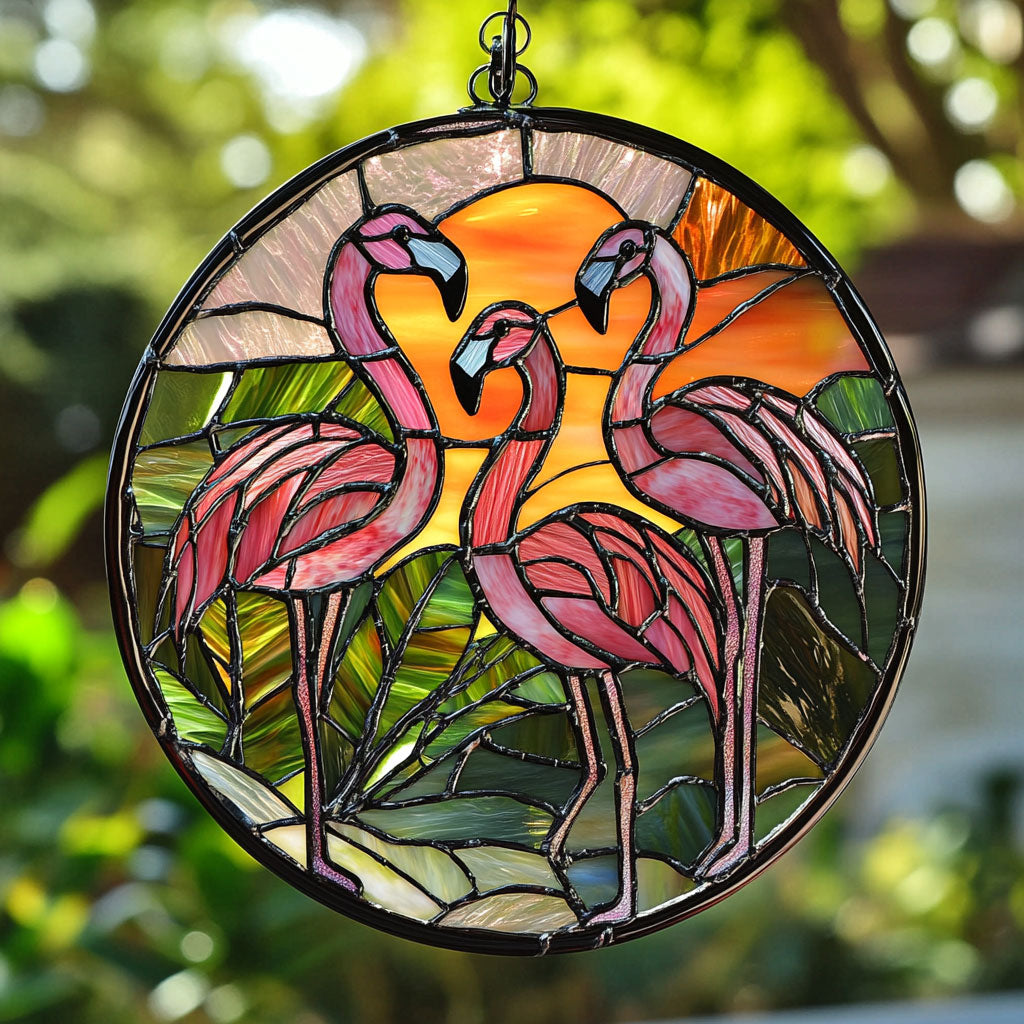 Flamingo WU1402030CL Stained Glass Suncatcher