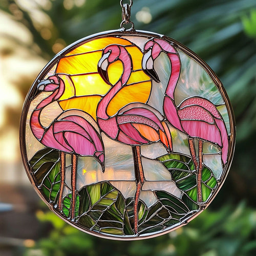 Flamingo WU1402032CL Stained Glass Suncatcher