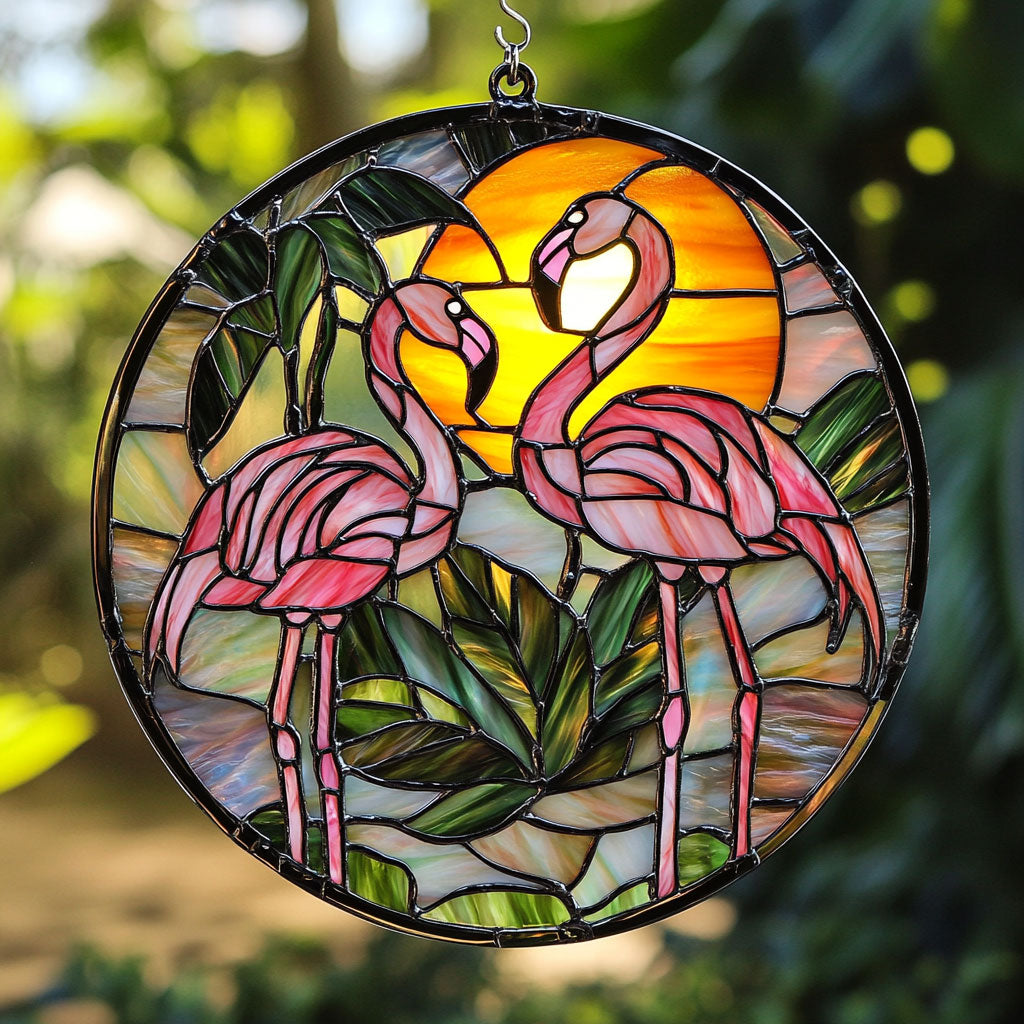 Flamingo WU1402033CL Stained Glass Suncatcher