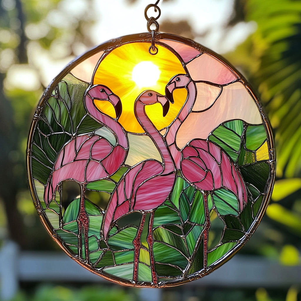 Flamingo WU1402034CL Stained Glass Suncatcher