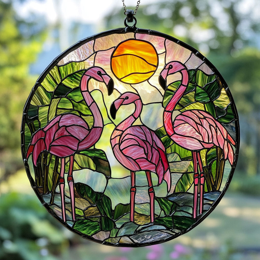 Flamingo WU1402097CL Stained Glass Suncatcher