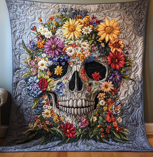 Floral Skull WU0801015CL Quilt