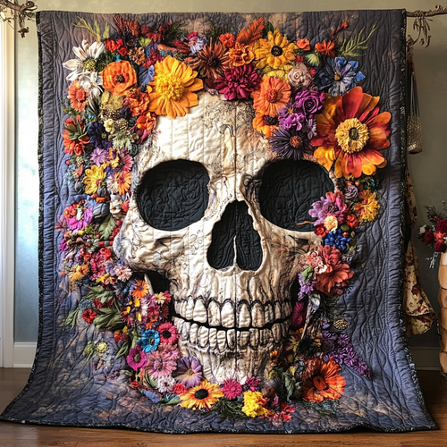 Floral Skull WU1601027CL Quilt