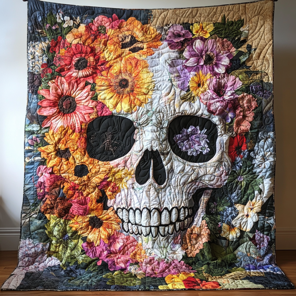 Floral Skull WU1601034CL Quilt