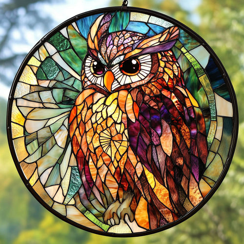 Gorgeous Owl WU1601057CL Stained Glass Suncatcher