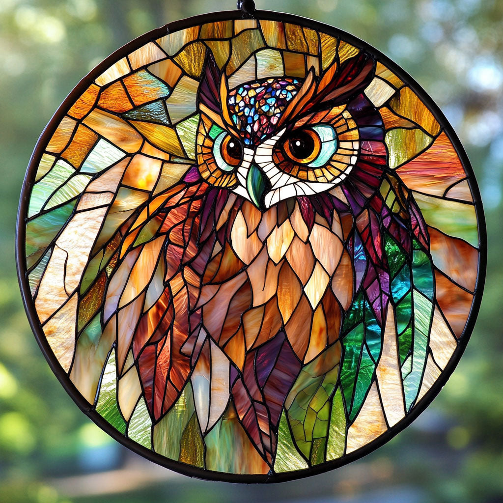 Gorgeous Owl WU1601058CL Stained Glass Suncatcher