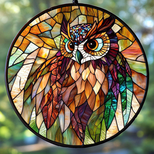 Gorgeous Owl WU1601058CL Stained Glass Suncatcher