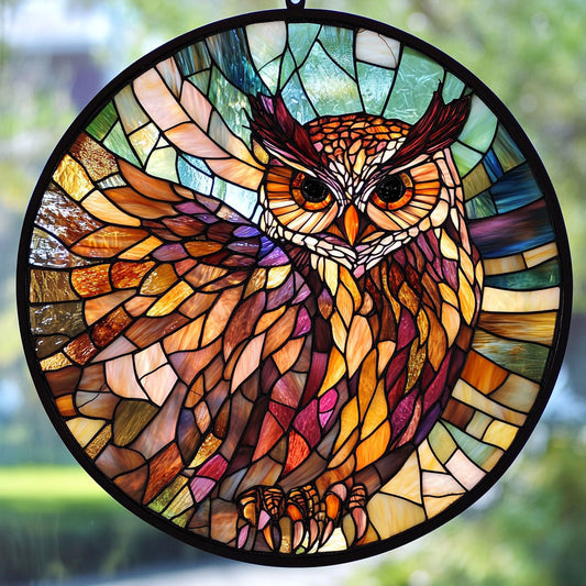 Gorgeous Owl WU1601059CL Stained Glass Suncatcher