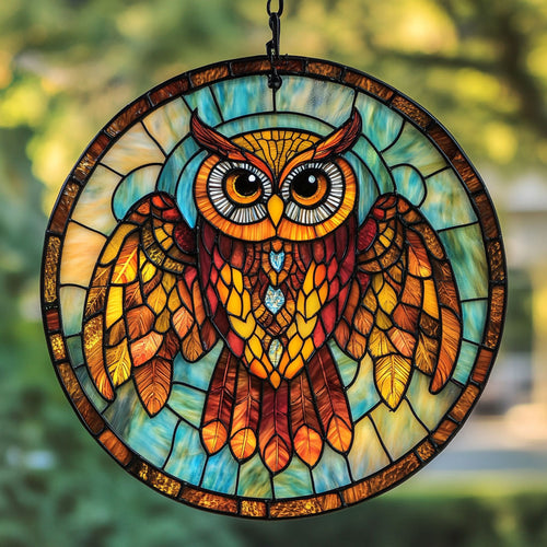 Gorgeous Owl WU1601060CL Stained Glass Suncatcher