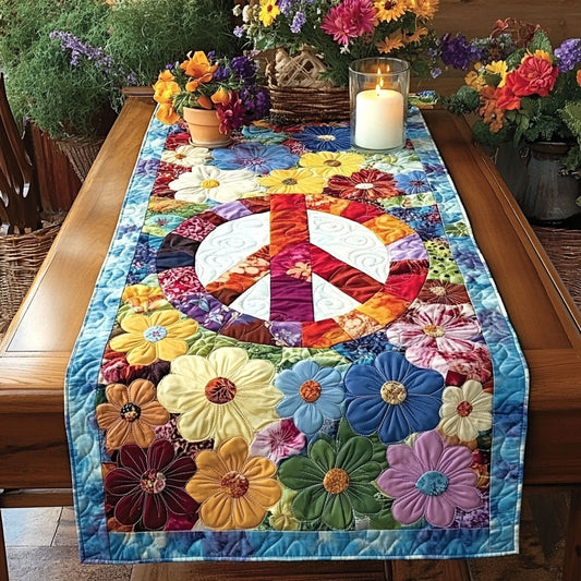 Hippie Peace Sign WU0303026CL Quilted Table Runner