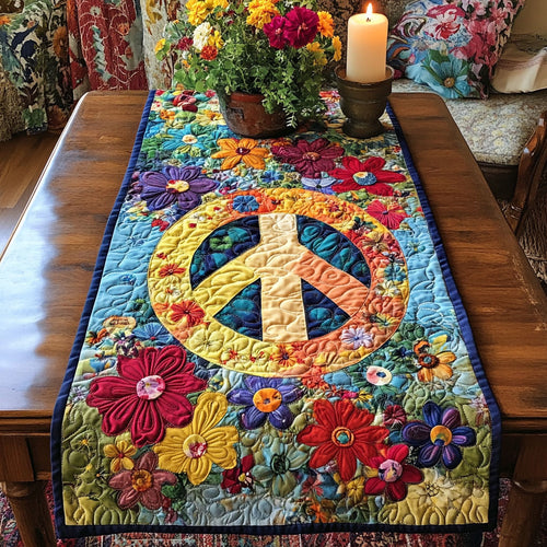 Hippie Peace Sign WU0303028CL Quilted Table Runner