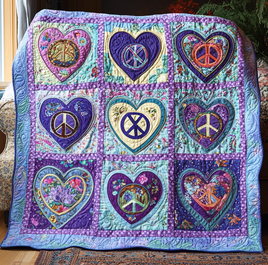 Hippie Purple Heart WU0801012CL Quilt