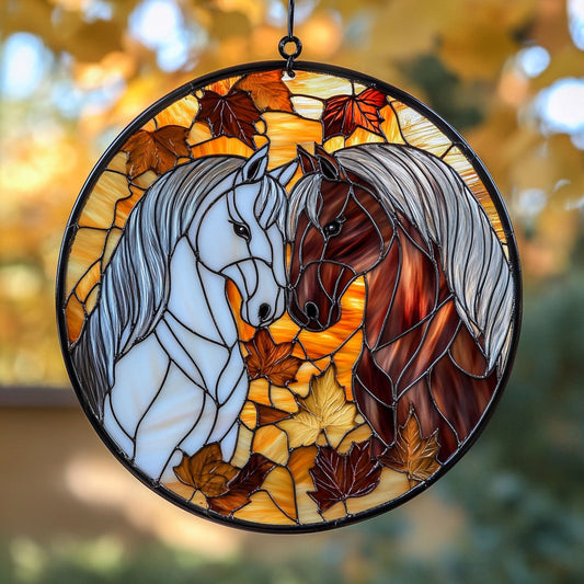 Horse Autumn Vibes WU1601019CL Stained Glass Suncatcher