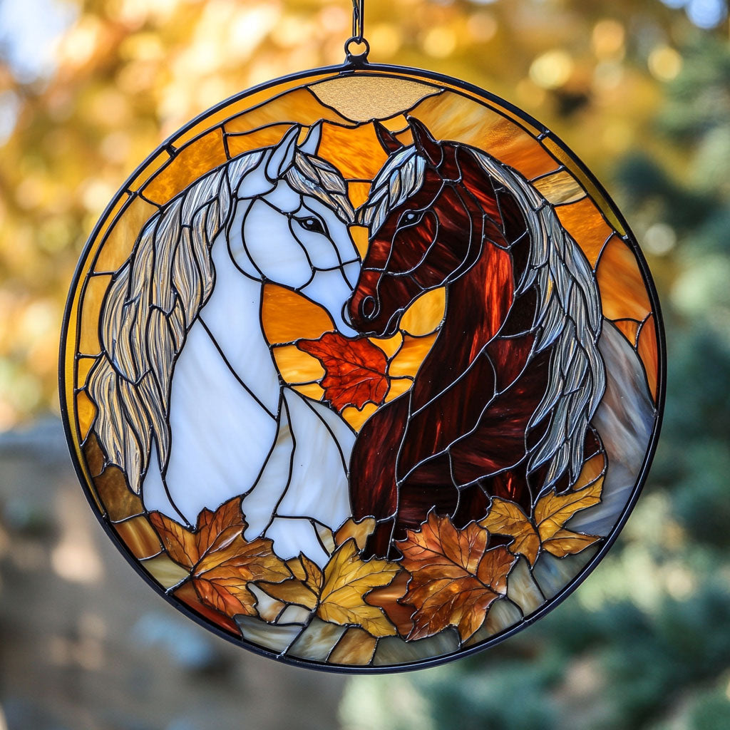 Horse Autumn Vibes WU1601020CL Stained Glass Suncatcher