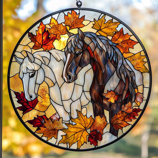 Horse Autumn Vibes WU1601029CL Stained Glass Suncatcher