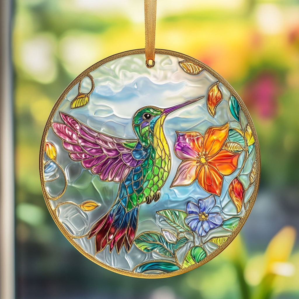 Hummingbird WU1901005CL Stained Glass Suncatcher