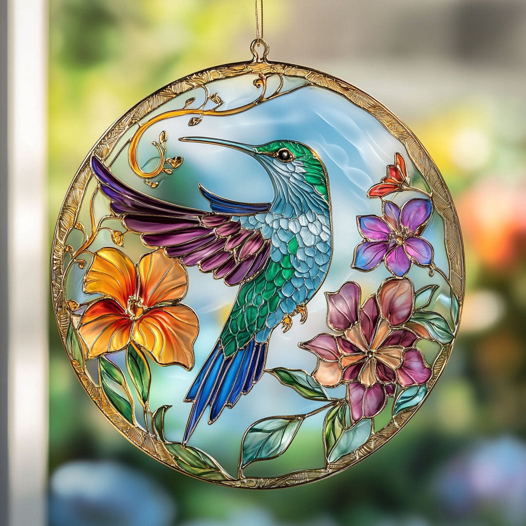 Hummingbird WU1901006CL Stained Glass Suncatcher