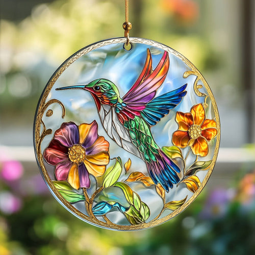 Hummingbird WU1901007CL Stained Glass Suncatcher