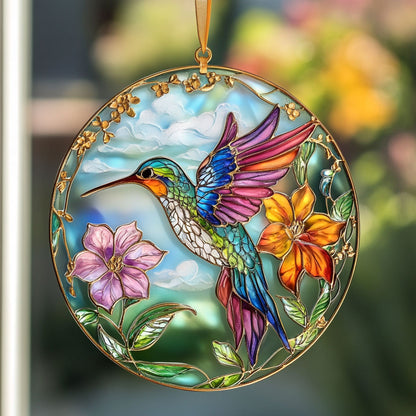 Hummingbird WU1901008CL Stained Glass Suncatcher