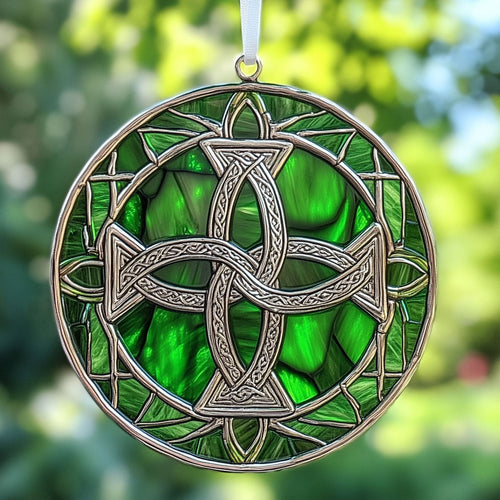 Irish Celtic Cross WU1601049CL Stained Glass Suncatcher