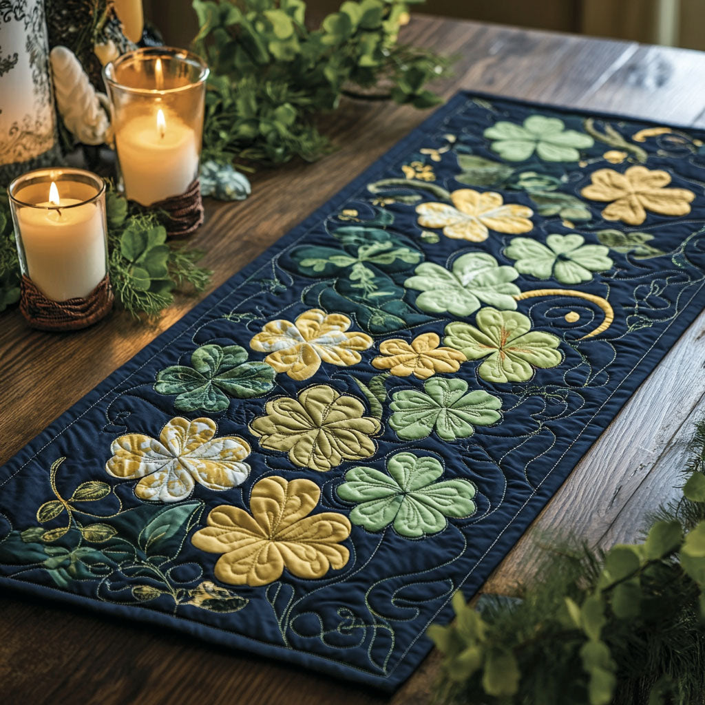 Irish Lucky Clover WU0303021CL Quilted Table Runner