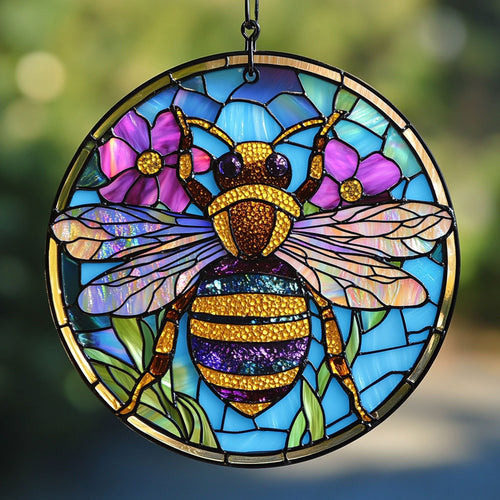 Lovely Bee WU1601067CL Stained Glass Suncatcher