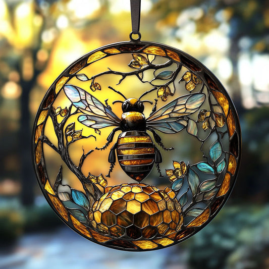 Lovely Bee WU1801011CL Stained Glass Suncatcher