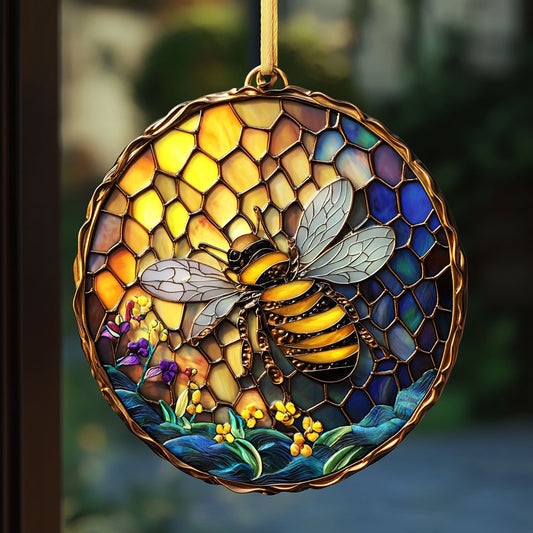 Lovely Bee WU1801012CL Stained Glass Suncatcher