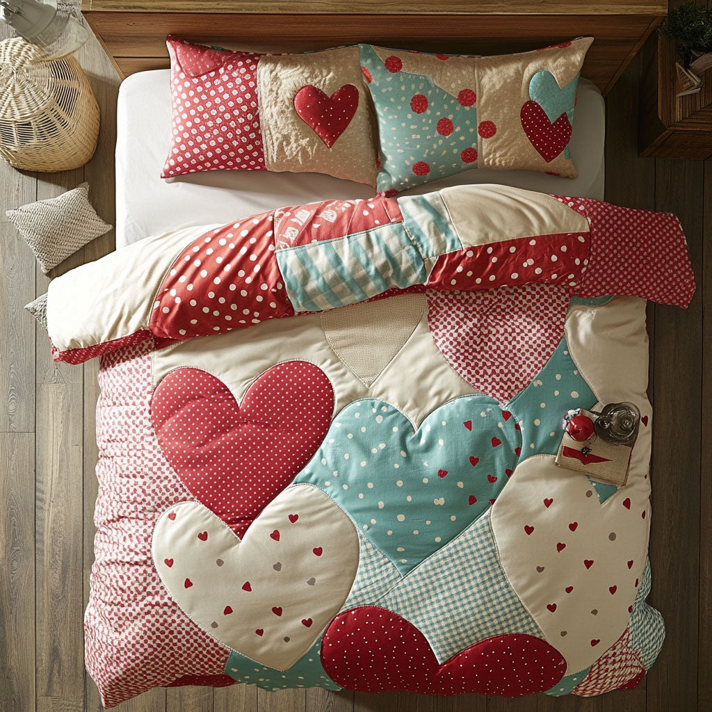 Lovely Heart Patchwork WU1202025CL Duvet Cover Set