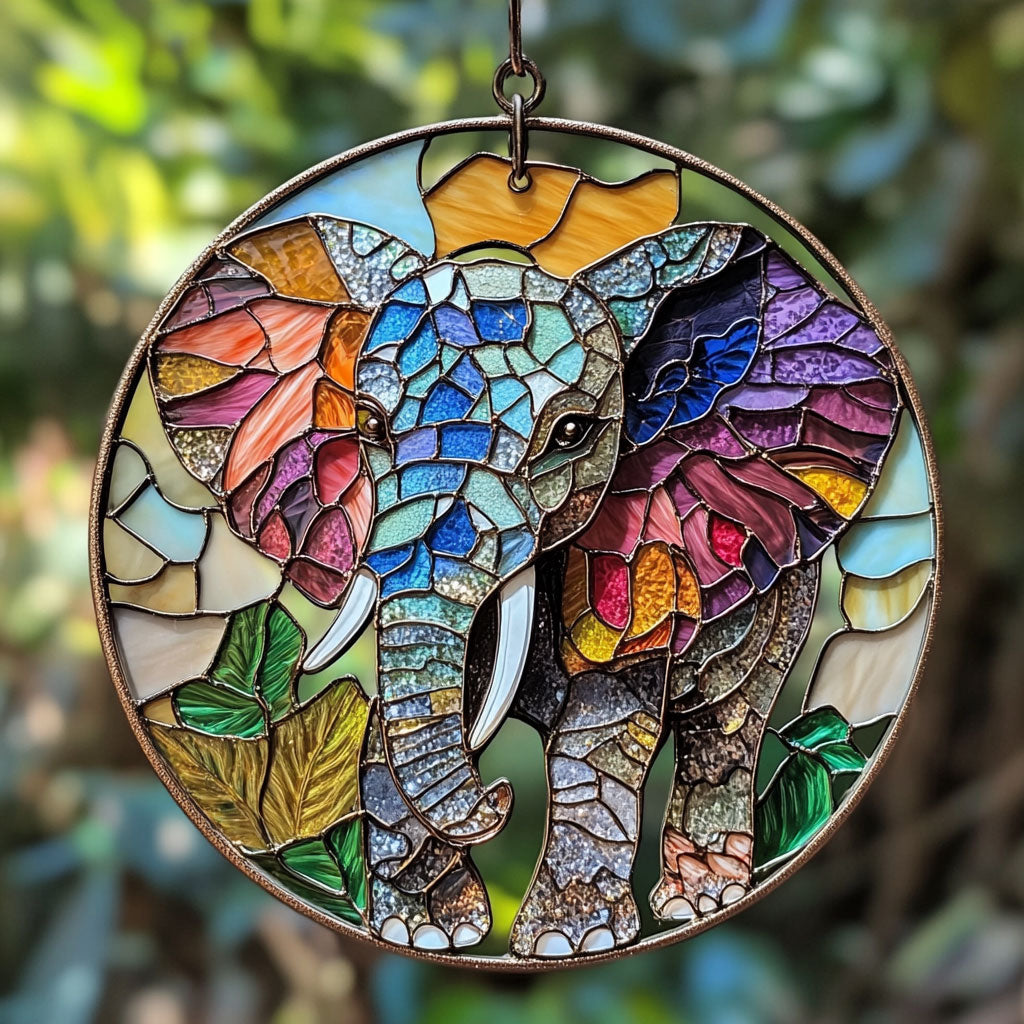 Majestic Elephant WU1701010CL Stained Glass Suncatcher