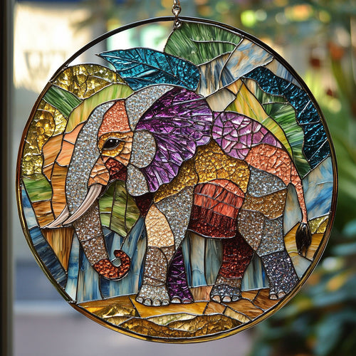 Majestic Elephant WU1701011CL Stained Glass Suncatcher