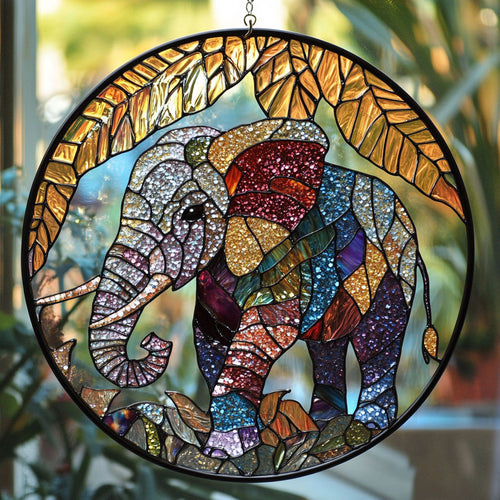 Majestic Elephant WU1701012CL Stained Glass Suncatcher