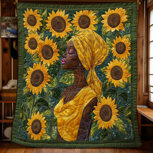 Black Woman And Sunflower WU1002006CL Quilt