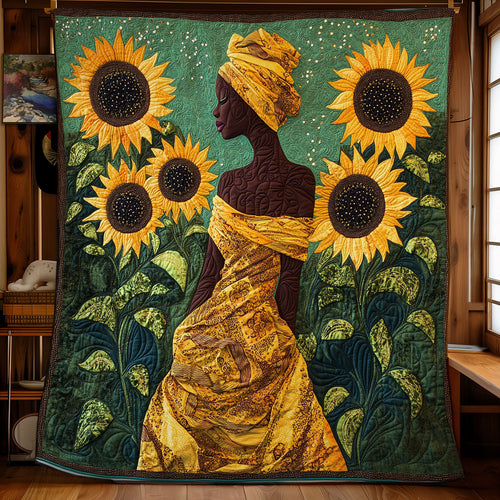 Black Woman And Sunflower WU1002008CL Quilt