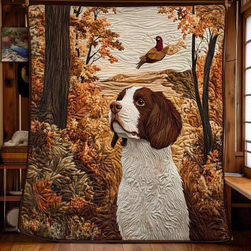 Brittany Spaniel One Fine Autumn Day WU1302096CL Quilt