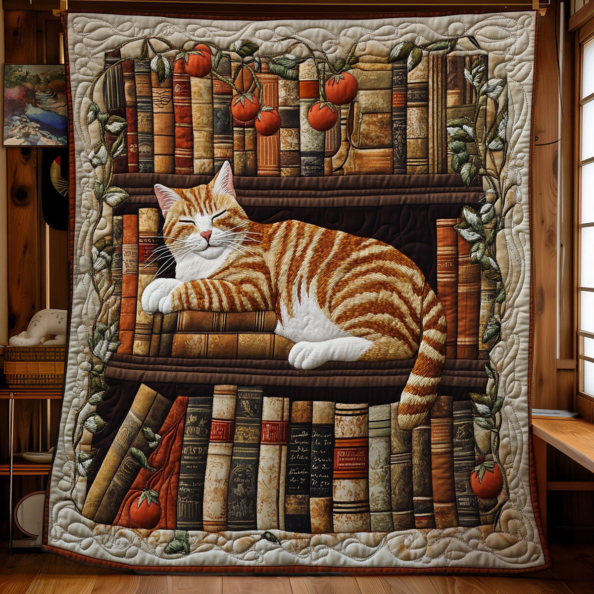 Cat Dreamy Bookshelf WU1002048CL Quilt