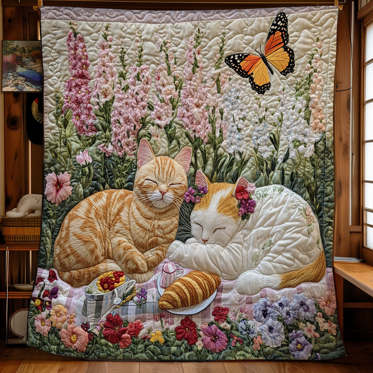 Cat One Fine Spring Day WU1302007CL Quilt