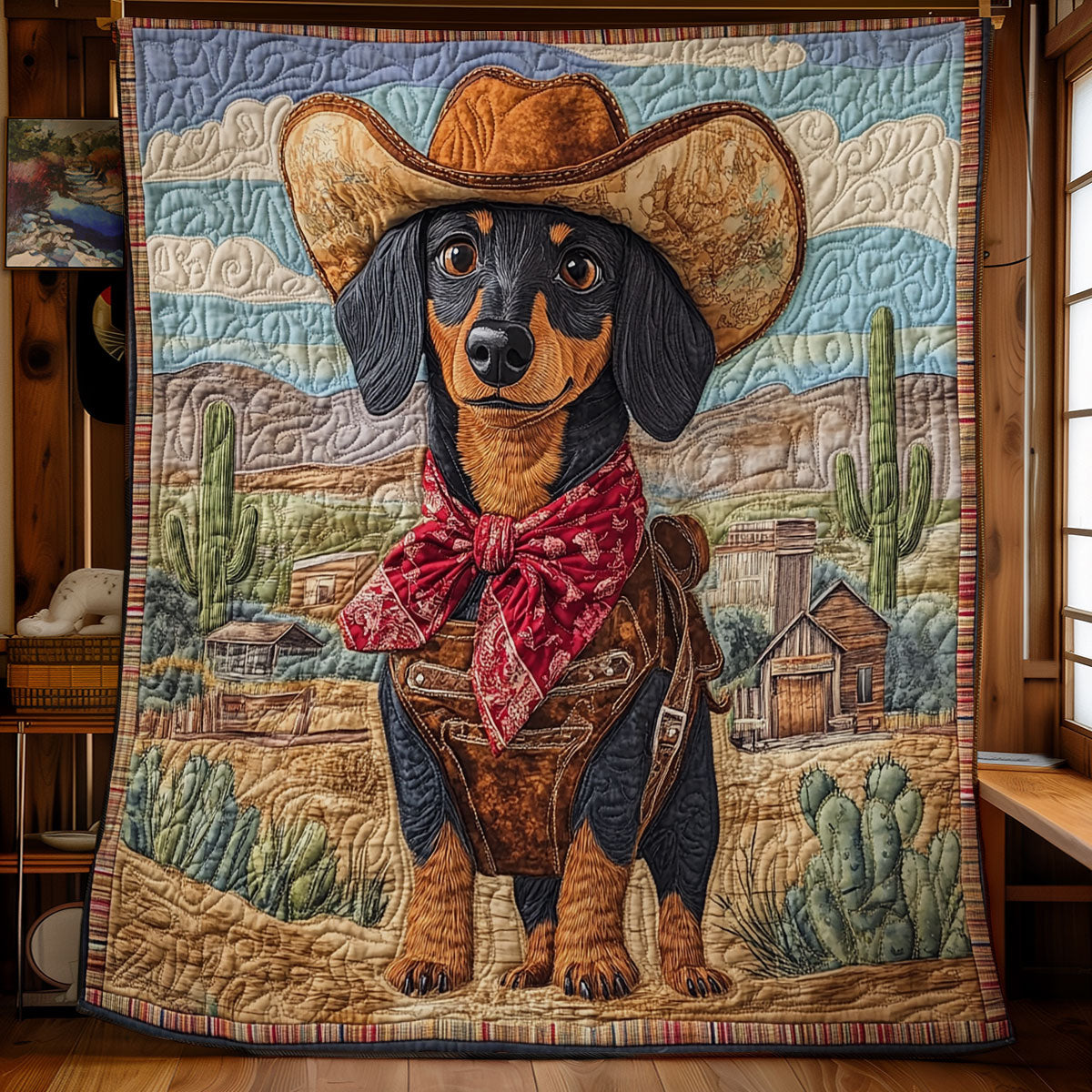 Cowboy Dachshund WU0301092CL Quilt