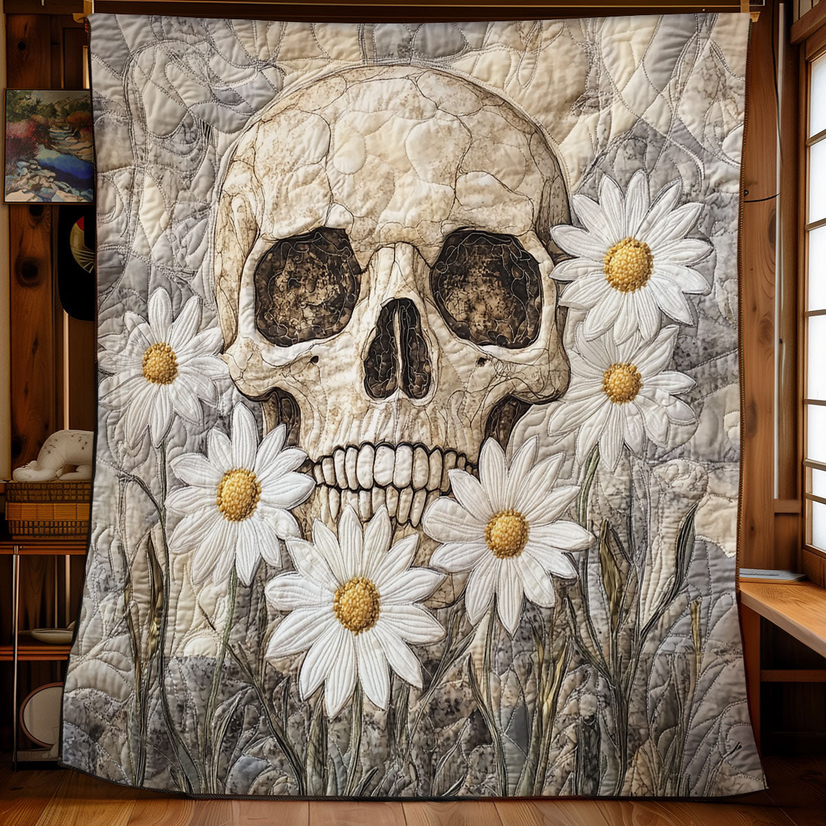 Daisy And Skull Life WU0602050CL Quilt