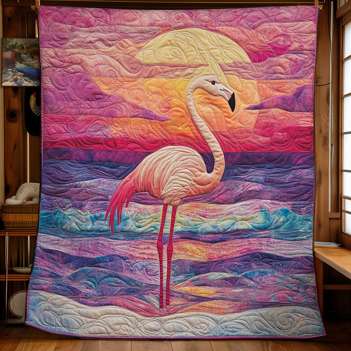 Flamingo Sunset Glow WU1102057CL Quilt