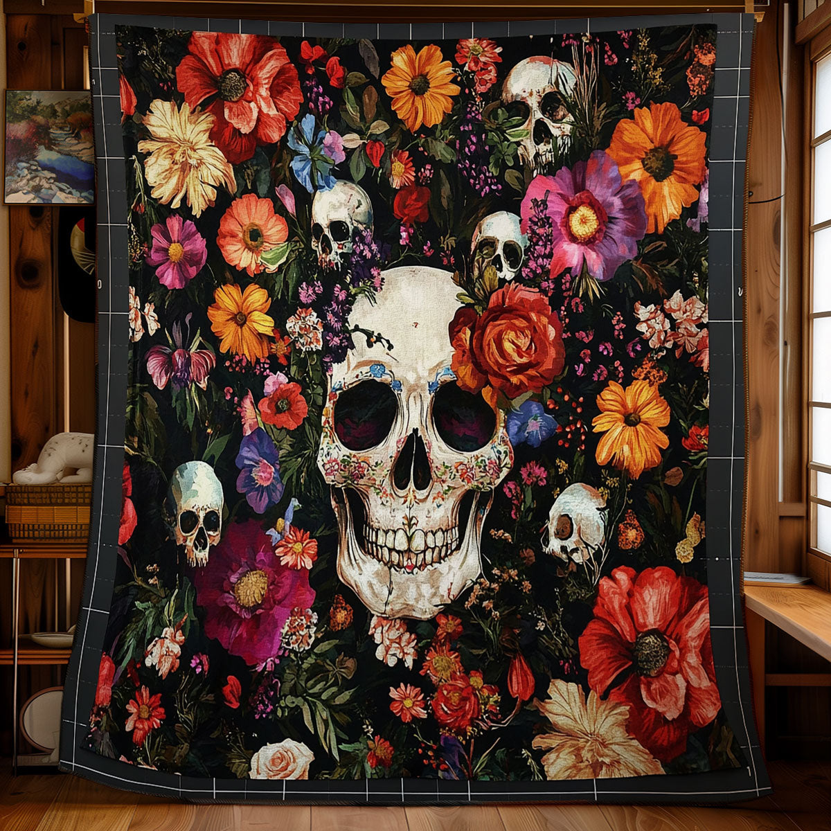 Floral Skull WU1401056CL Quilt