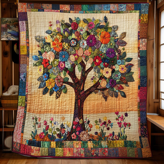 Floral Tree Of Life Patchwork WU0502009CL Quilt