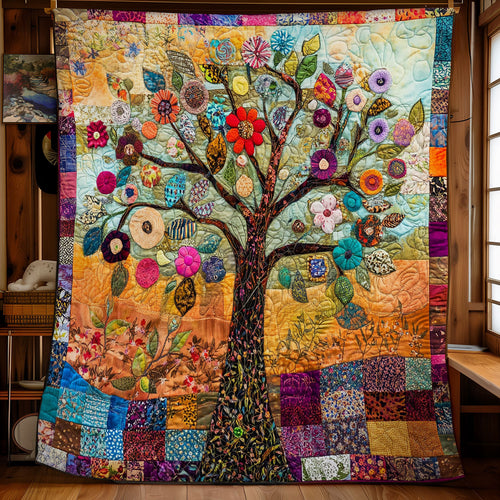 Floral Tree Of Life Patchwork WU0502011CL Quilt