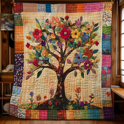 Floral Tree Of Life Patchwork WU0502018CL Quilt