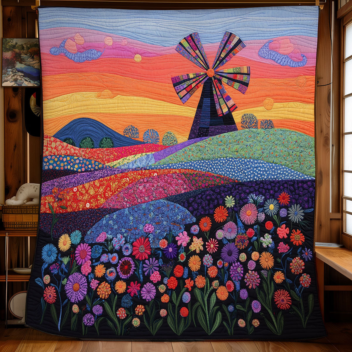 Flower Windmill WU0101002CL Quilt