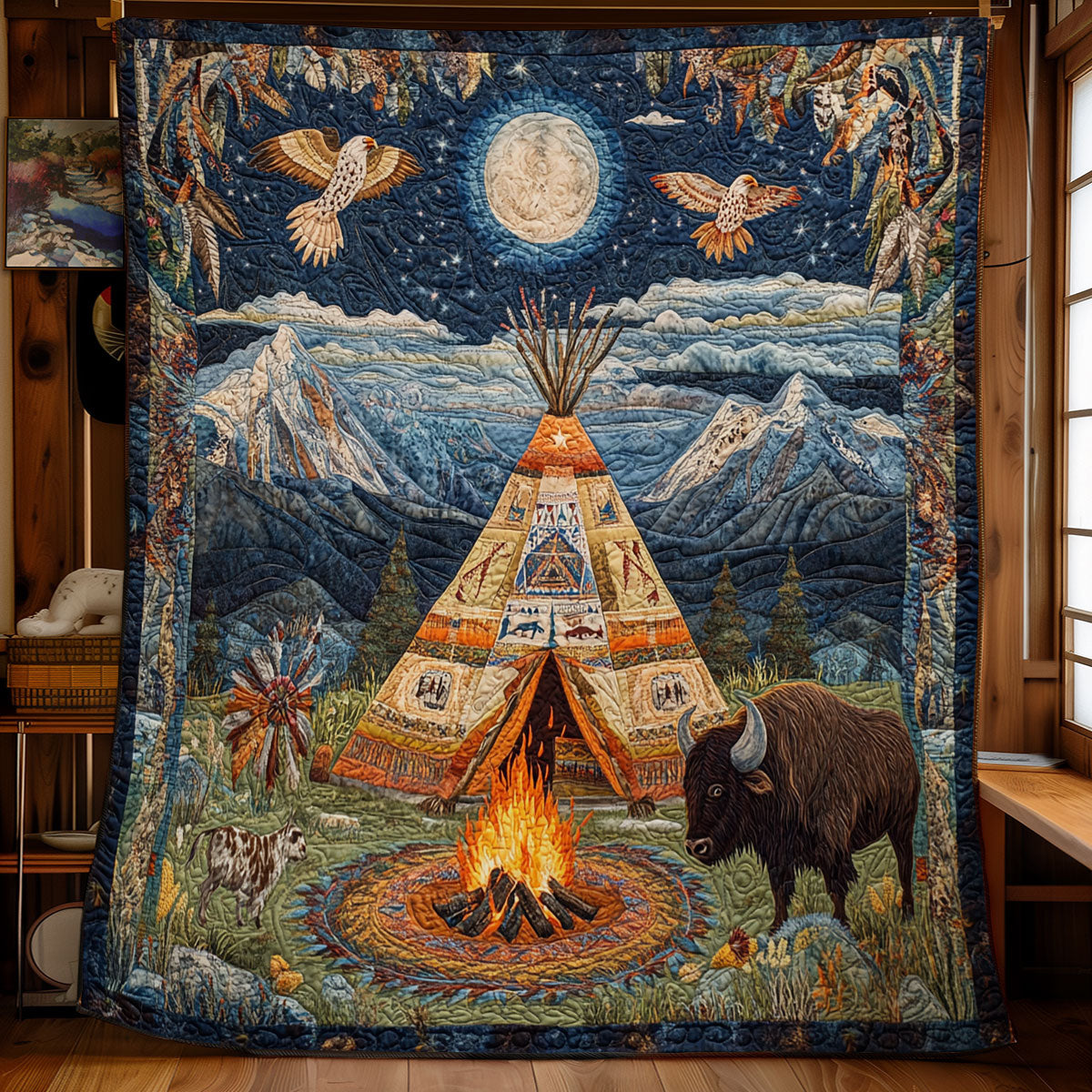 Native American Teepee WU2301066CL Quilt