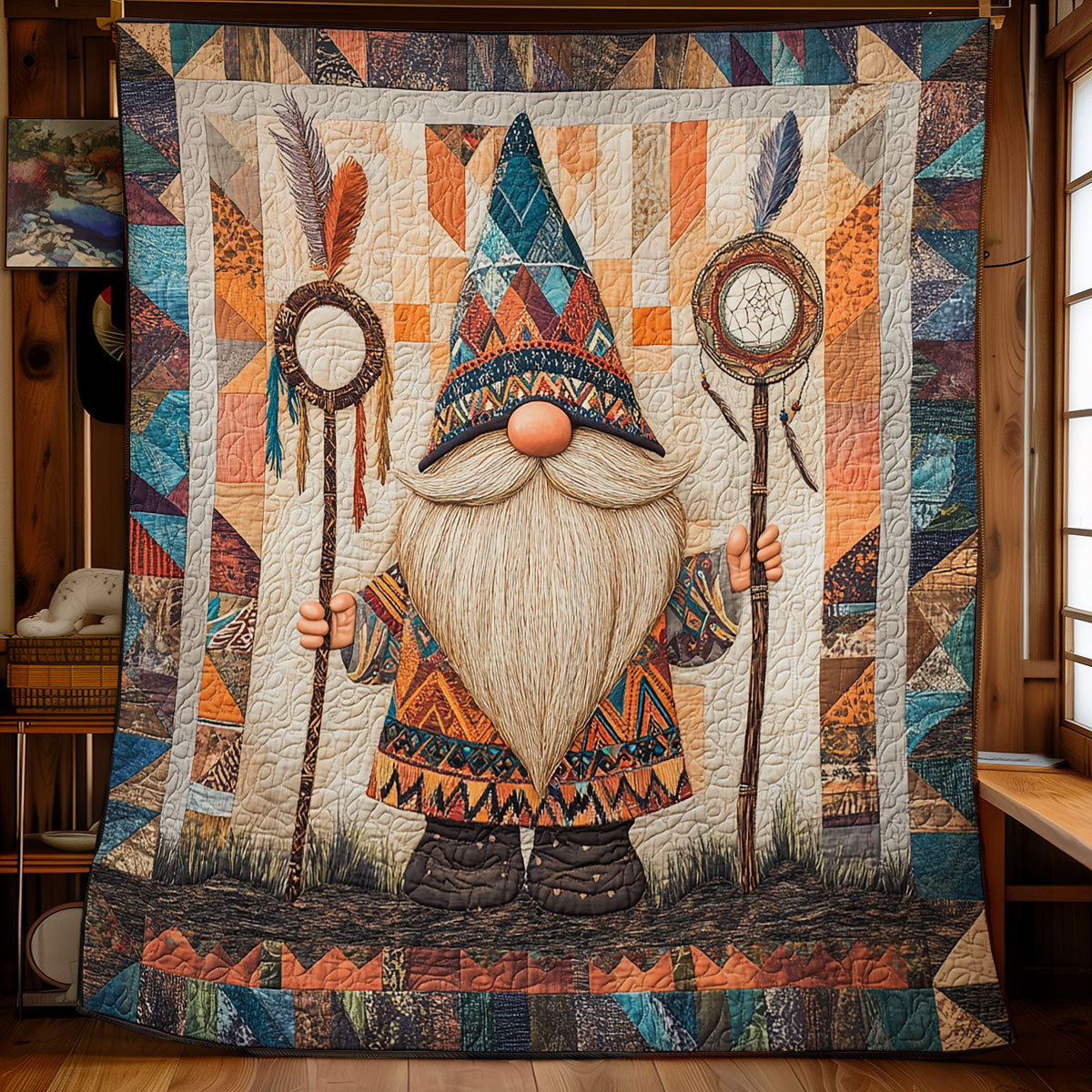 Native American Tribal Gnome WU1102054CL Quilt