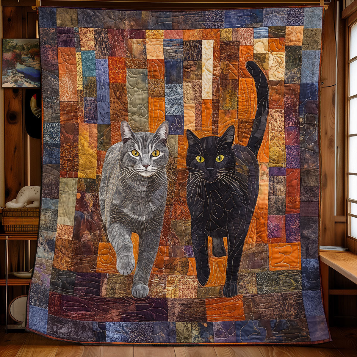 Patchwork Cats WU1801045CL Quilt